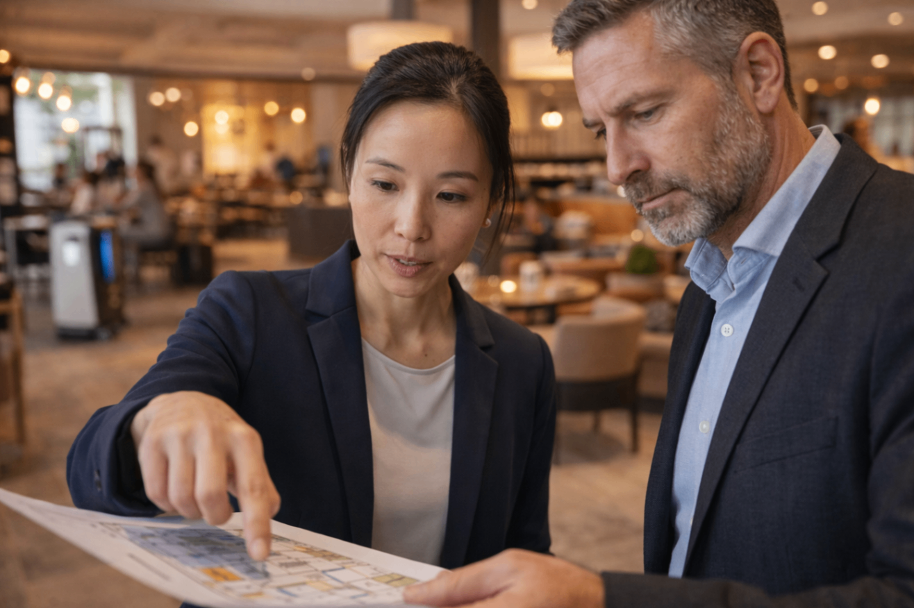Beratungsgespräch im Restaurant – Genie InBot Umsetzungspartner